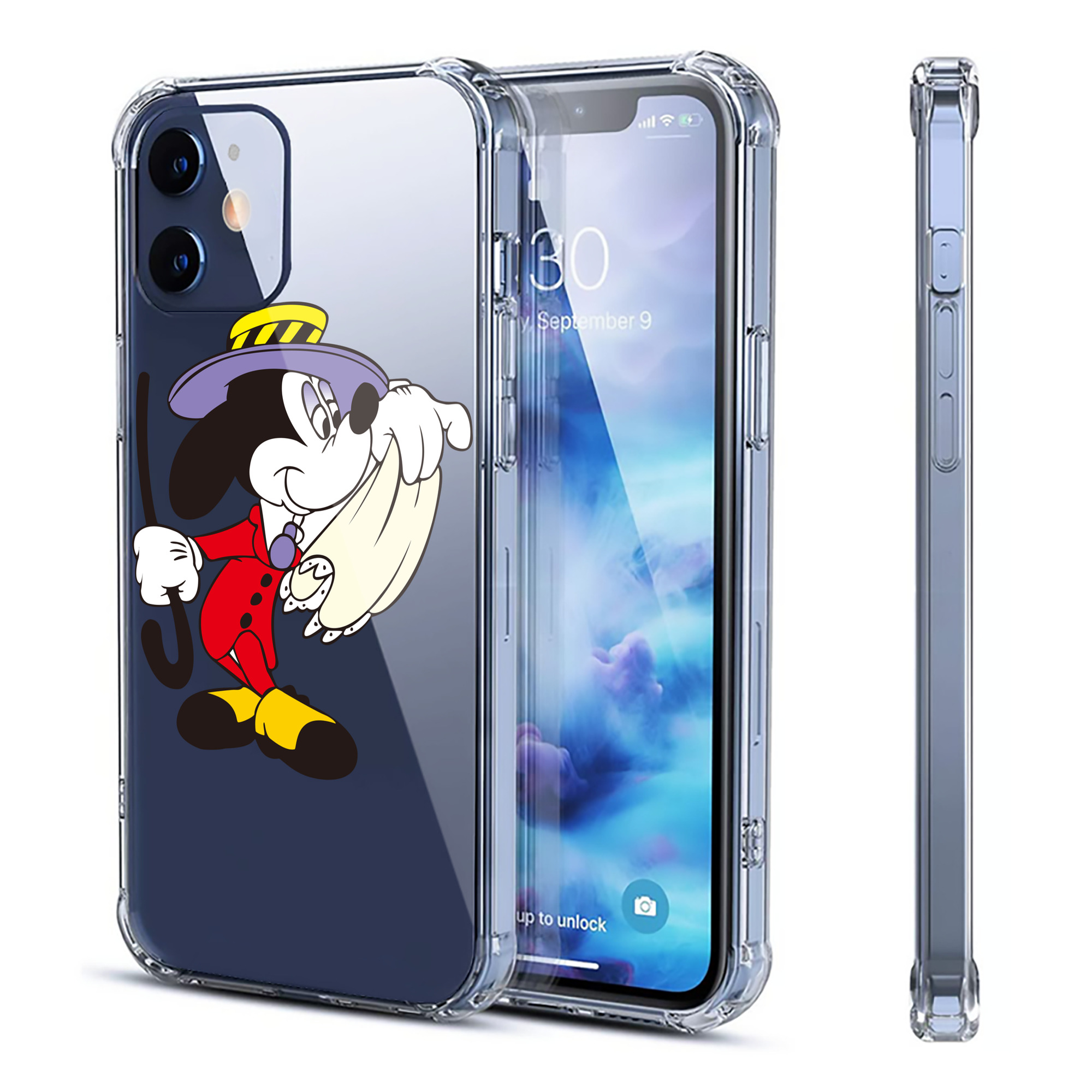 （画像用） ミッキーマウス Mickey Mouse 【iPhone 12シリーズ対応】透明スマホケース（クリアソフトケース）